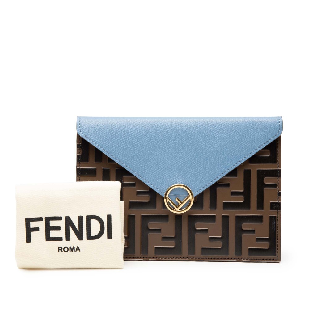 Pre-Loved Fendi Zucca Embossed Leather Envelope Clutch - Picture 8 of 8
